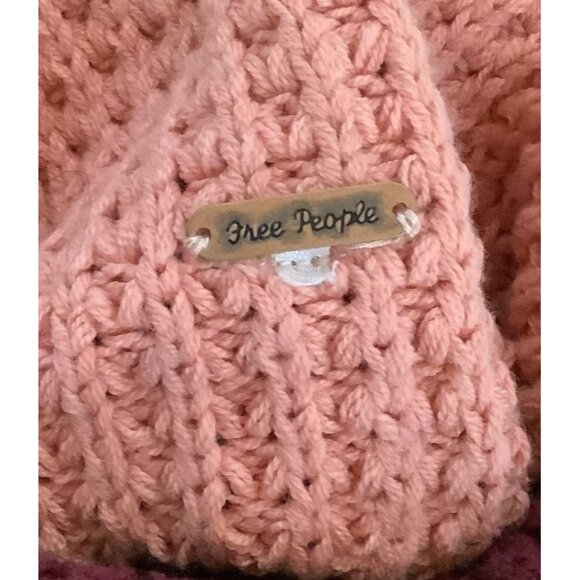 FREE PEOPLE Wine Colorblock Park City Slouchy Waffle Cotton Blend Sweater Est. S - Picture 6 of 8